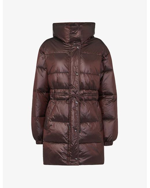 Whistles Tilly Tie-wast Shell Puffer Jacket in Brown | Lyst