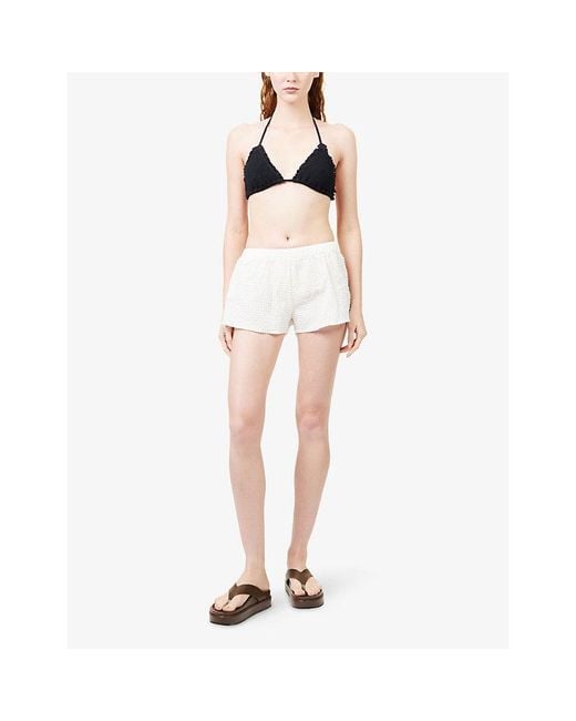Hunza G White Seersucker Resort Swim Shorts