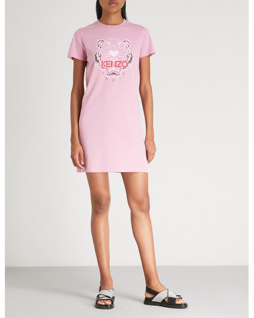 KENZO Pink Tiger-print Cotton-jersey T-shirt Dress