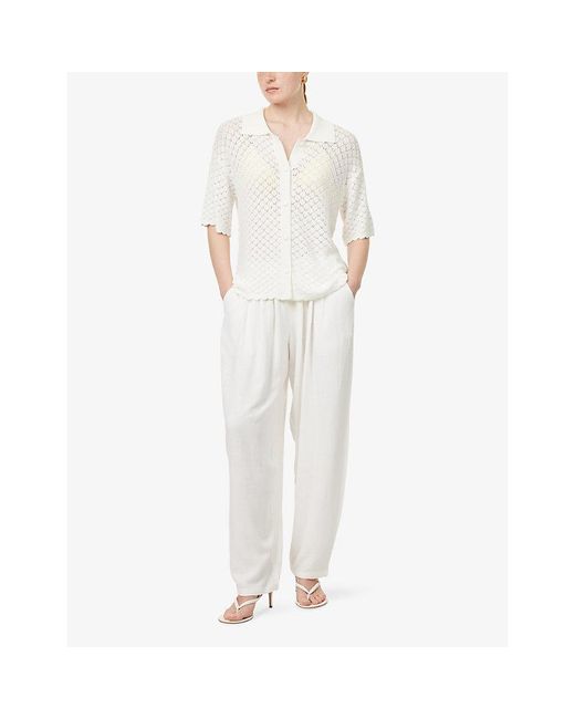 4th & Reckless White Sarah Balloon-Leg Linen-Blend Trousers