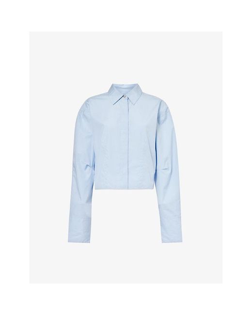 Rag & Bone Blue Claudia Long-sleeved Cropped Cotton Shirt