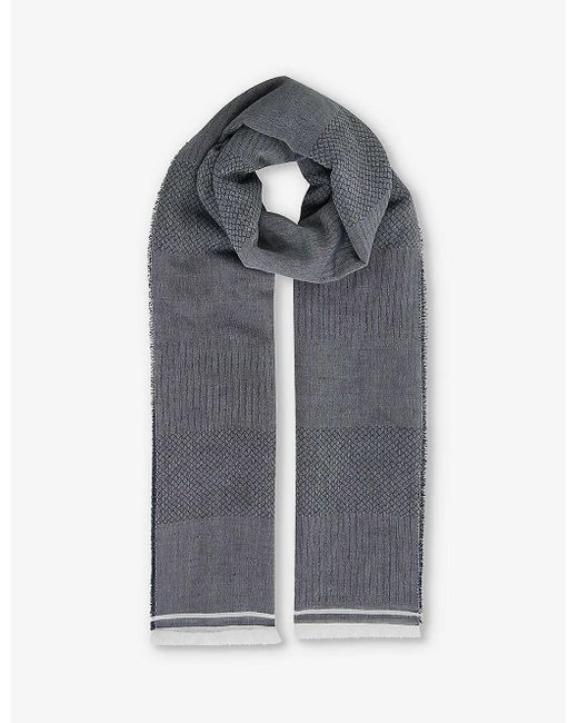 Reiss Gray Dixie Stripe-weave Woven Scarf