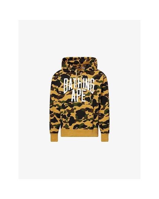 A Bathing Ape Yellow Camouflage-Print Relaxed-Fit Cotton Hoody for men