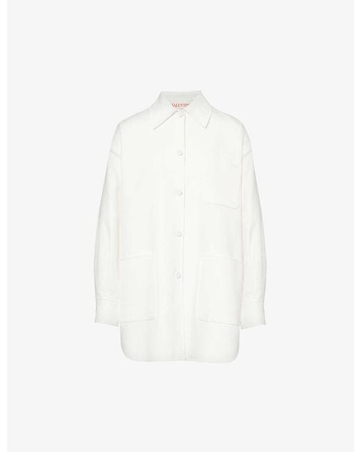 Valentino Garavani White Spread-collar Relaxed-fit Cotton-blend Shirt