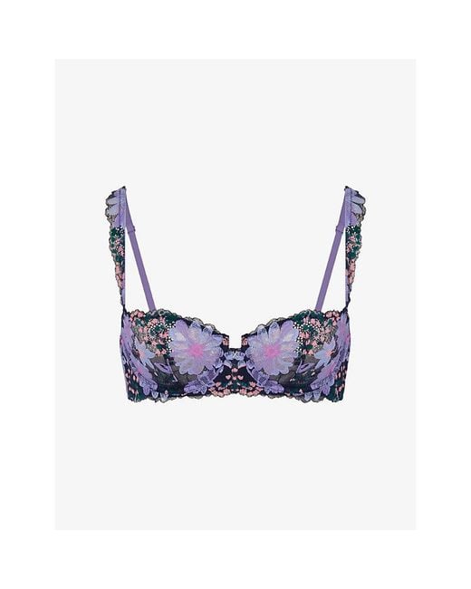 Savage x Fenty Blue Fleur Fantasy Balcony Underwired Lace Bra