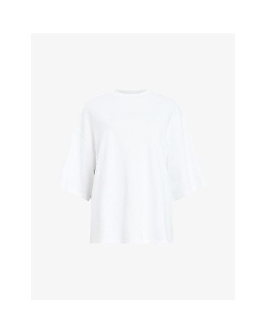 AllSaints White Amelie Oversized Organic-cotton T-shirt