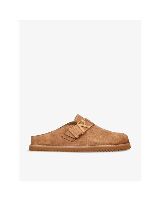 Represent Brown Initial Backless Suede Mules for men