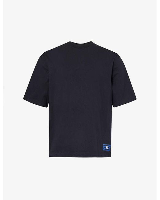Burberry Blue Equestrian Knight Design Brand-patch Cotton-jersey T-shirt X for men