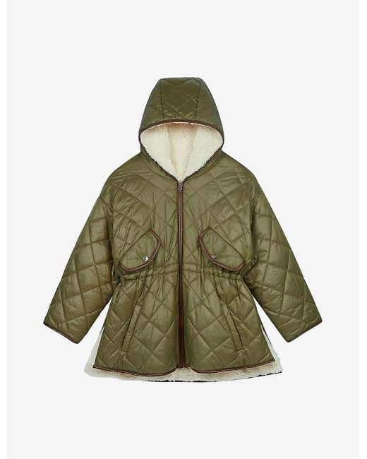 Maje Green Gangzim Reversible Quilted Shell-down And Faux-shearling Coat