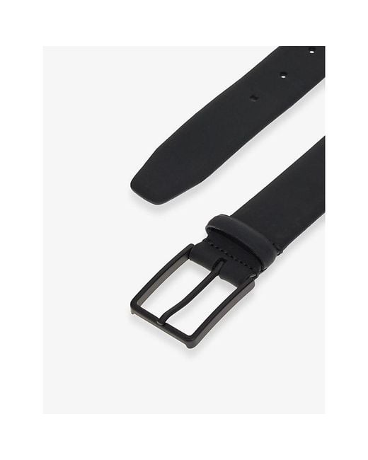Boggi Black Rubberised-Logo Leather Belt for men