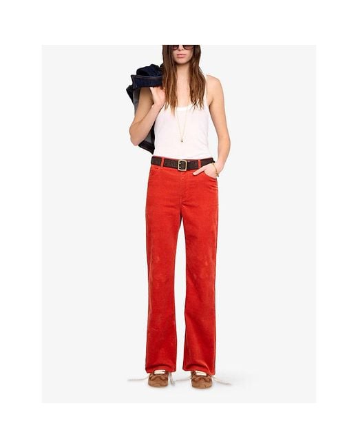 Zadig & Voltaire Red Evy Straight-Leg Corduroy-Denim Jeans