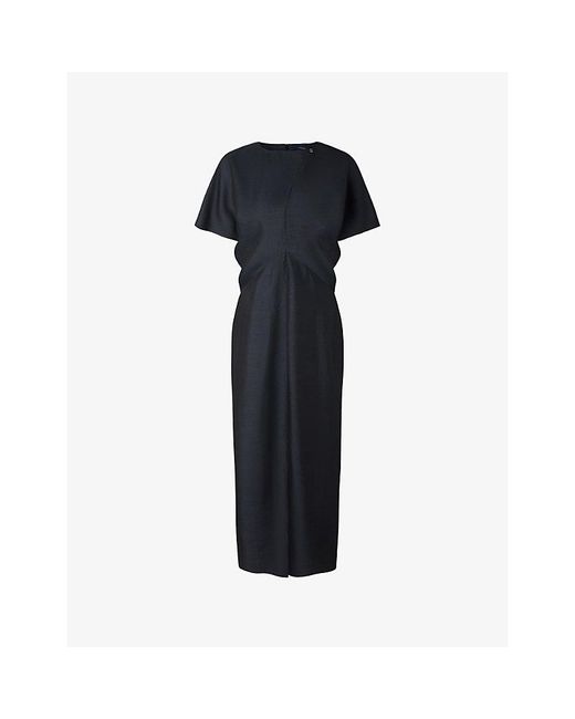 Soeur Blue Ella Slim-Fit Silk Midi Dress
