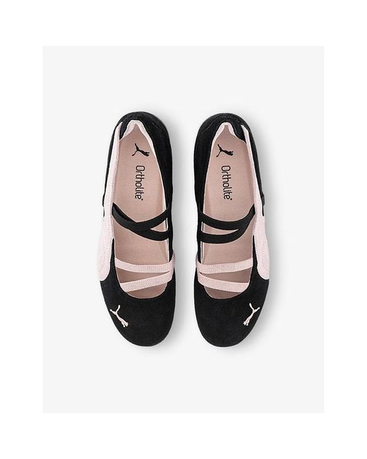 PUMA Black Mauve Mist Speedcat Ballet Suede Low-Top Trainers