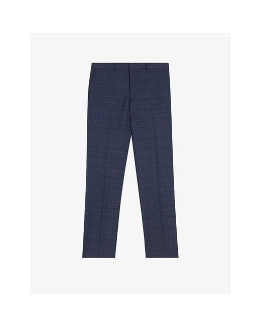 Ted Baker Blue Vy Chelart Slim-fit Check-pattern Stretch-wool Trousers for men