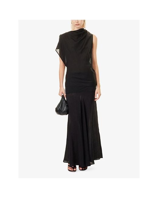 Belle Anna Black Reverie Asymmetric Woven Top