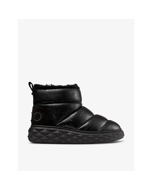 Jimmy Choo Black Xan Logo-Embroidered Padded Leather Ankle Boots