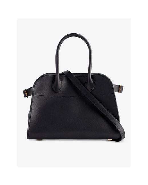 The Row Black Margaux Top-handle Leather Bag