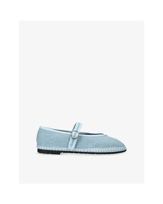 Flabelus Blue Pierre Denim Mary Jane Flats