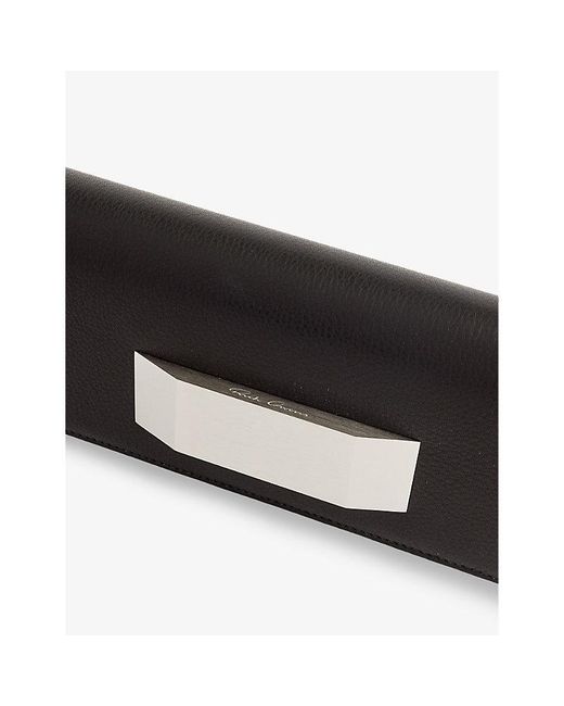 Rick Owens Black Brand-engraved Plaque Leather Clutch Bag