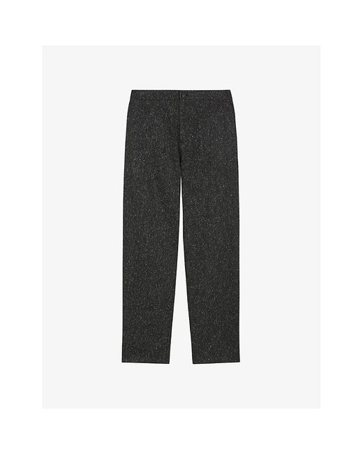 Ted Baker Black Lopus Wide-fit Marl-textured Stretch Wool-blend Trousers for men