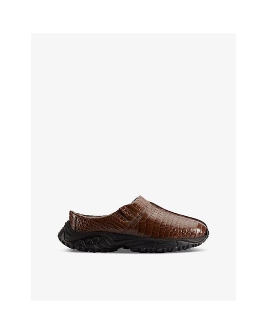 Clarks X Martine Rose Brown Clog 1 Croc-Embossed Leather Clogs