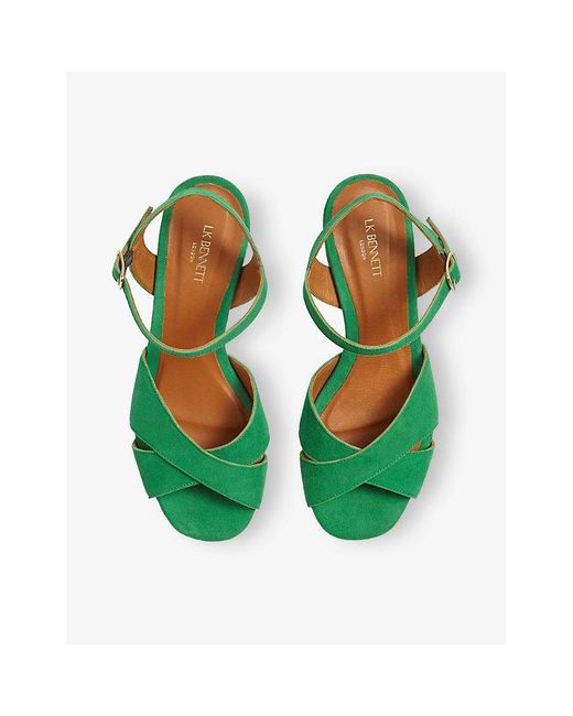 LK Bennett Alba Suede Heeled Sandals in Green Lyst