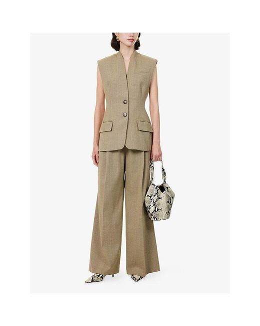 Camilla & Marc Natural Halden Padded-Shoulder Woven Vest