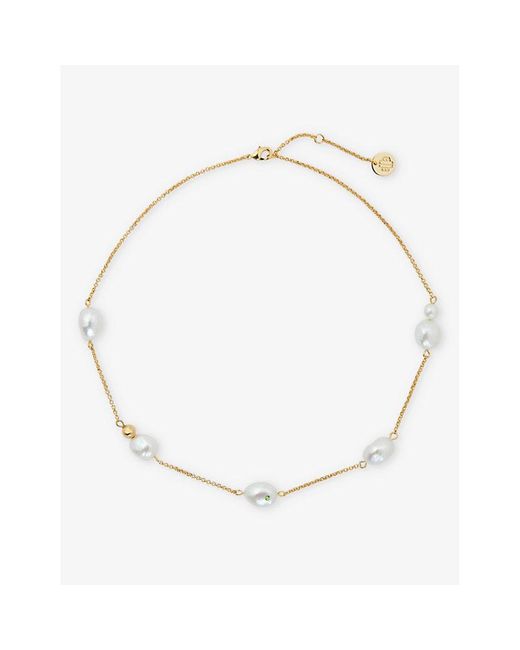 Maje Metallic Faux-pearl Embellished Brass Necklace