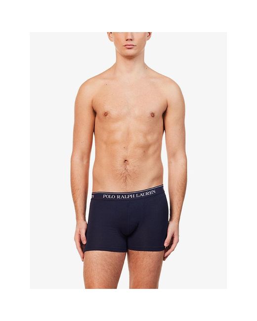 Polo Ralph Lauren Blue Pack Of Three Branded-waistband Stretch-cotton Trunk for men