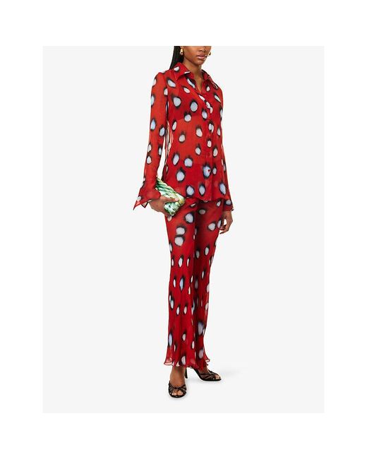 Rat & Boa Red Sonni Printed Sheer Trousers