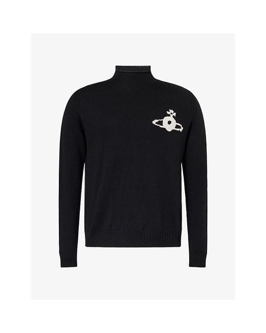 Vivienne Westwood Black Fisherman Orb Wool Jumper for men