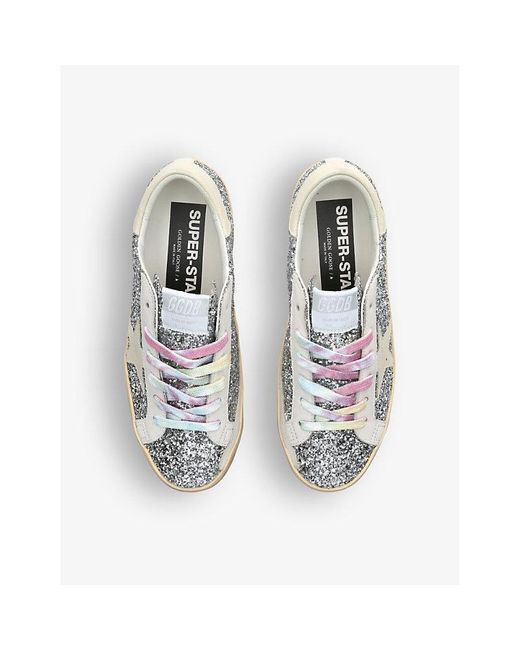Golden Goose Deluxe Brand White Superstar Glitter-embellished Leather Low-top Trainers