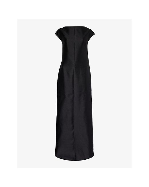 Givenchy Black Open-back Split-hem Wool And Silk-blend Maxi Dress