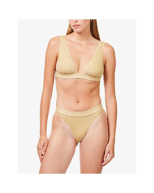 Missoni Deep V-Neck Metallic-Knit Bikini Set