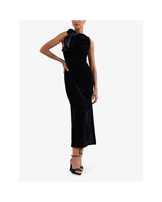 Phase Eight Black Melony Velvet Midi Dress