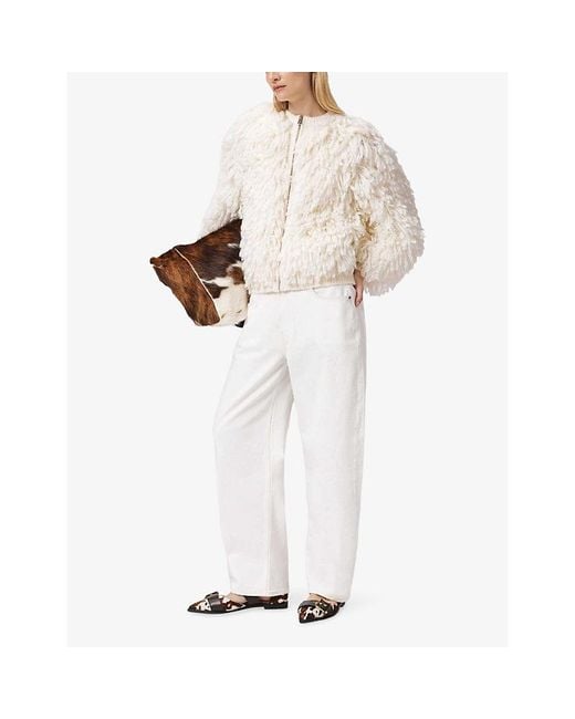 AllSaints White Elias Textured Wool-Blend Jacket