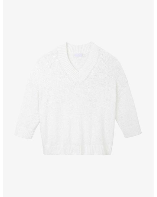 The White Company White Three-quarter-length Sleeved Organic-cotton Blend Jumper X