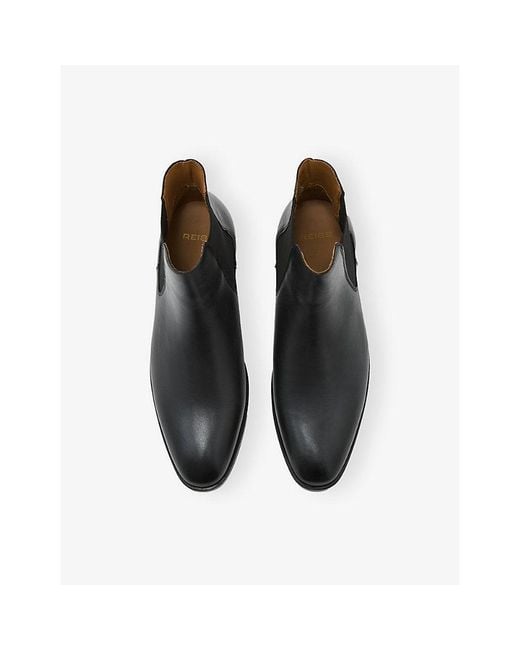 Reiss Black Elba Leather Chelsea Boots for men