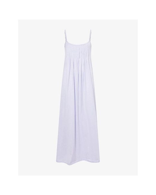 Hanro Purple Juliet Spaghetti-Strap Cotton-Jersey Night Dress