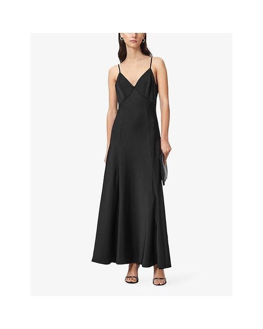 AllSaints Black Irina V-Neck Woven Maxi Dress