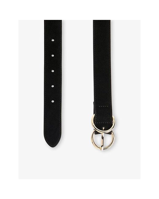 Whistles Black Double-Ring Suede Buckle Belt