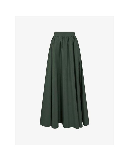 Ro&zo Green Partially Elasticated High-Waist Stretch-Woven Maxi Skirt