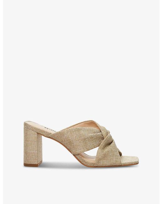 Dune Natural Tural-canvas Maizing Twist-knot Woven Heeled Mules