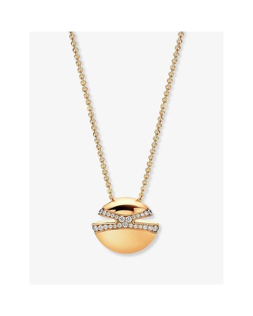 BVLGARI Metallic Cabochon 18Ct- And 0.55Ct Pavé-Diamond Pendant Necklace