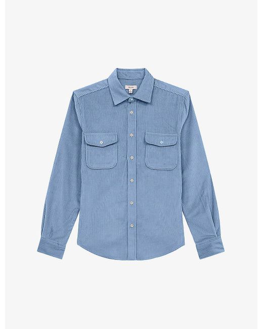 Reiss Bonucci Twin-pocket Corduroy-cotton Overshirt in Blue for Men | Lyst