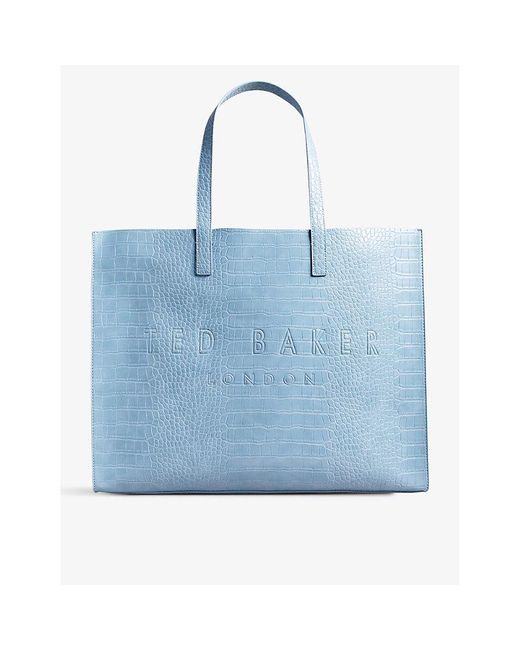 Ted Baker Blue Croc-detail Icon Leather Tote Bag