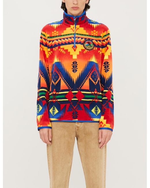 Polo Ralph Lauren Orange Aztec-print Fleece Sweatshirt for men