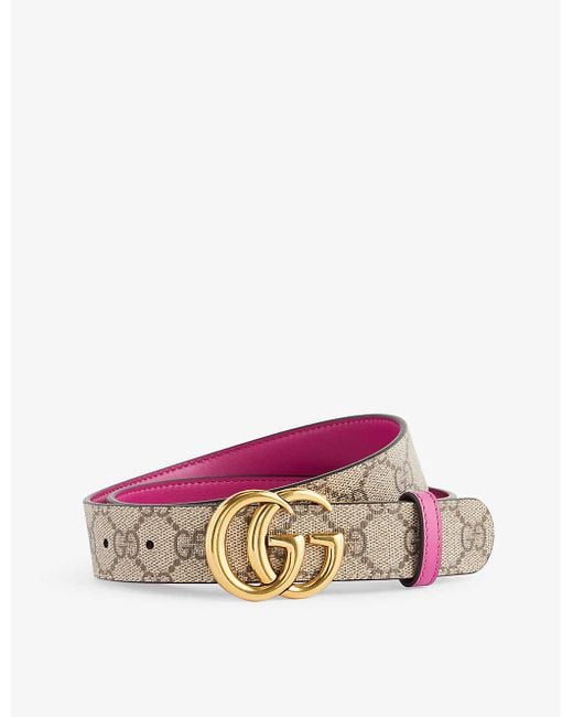 Gucci Pink gg Marmont Reversible Leather Belt