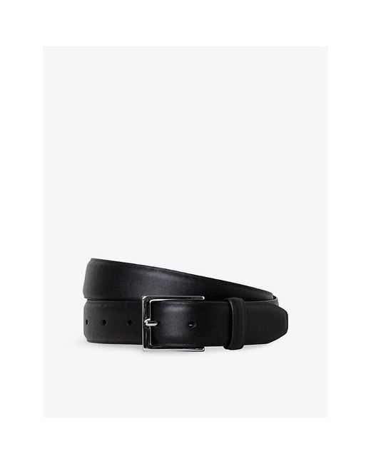 Hackett Black Feather-Edge Leather Belt for men