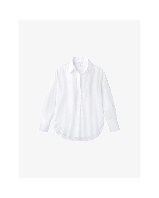 The White Company White Open-Collar Relaxed-Fit Cotton-Poplin Shirt